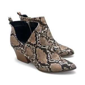 Qupid Tan Snakeskin Ankle Booties